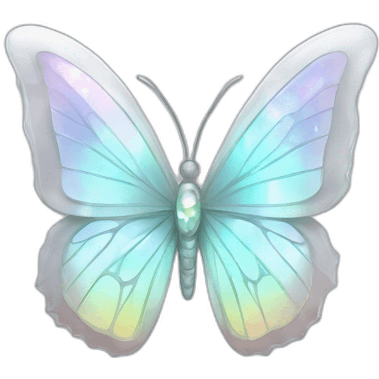 Sparkly glossy Pastel white iridescent glass crystal butterfly emoji