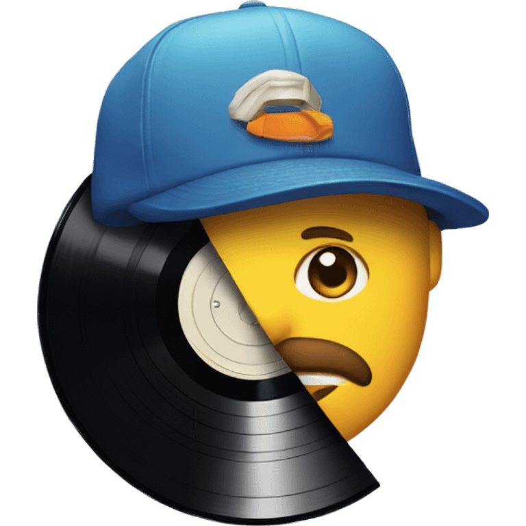 Vinyl record with man wearing cap emoji