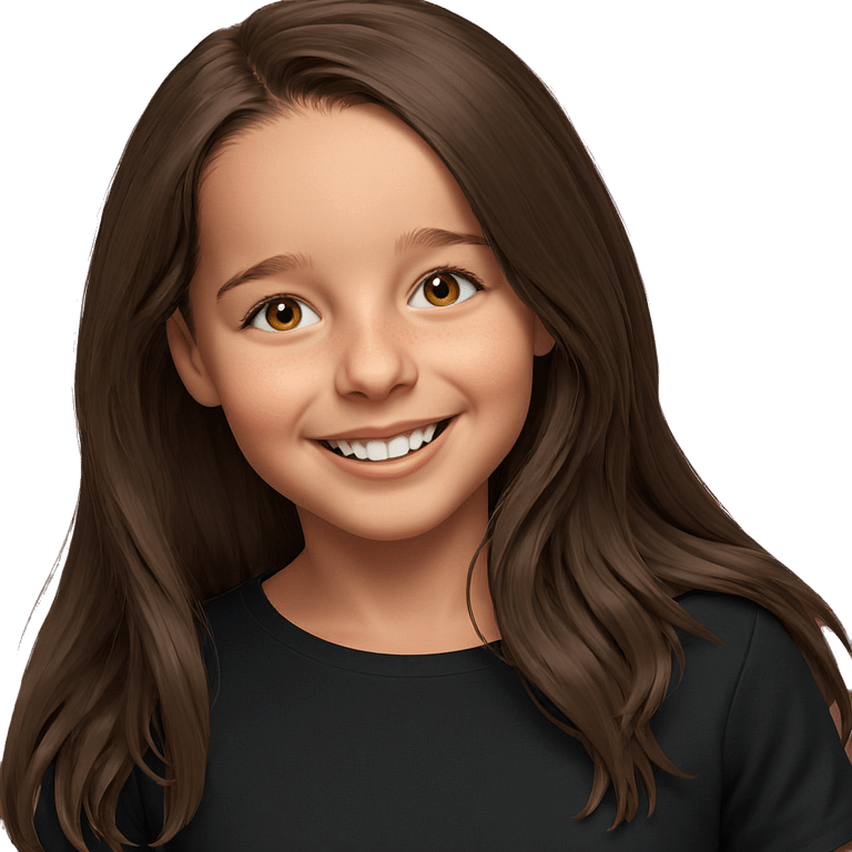 smiling girl with long brown hair emoji