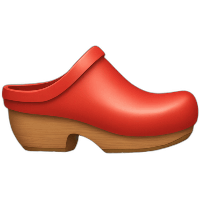 red Wooden clog with closed heel emoji