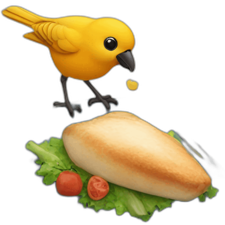 Bird having dinner emoji