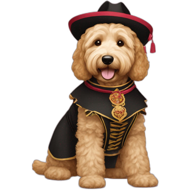 Goldendoodle in a matador outfit emoji