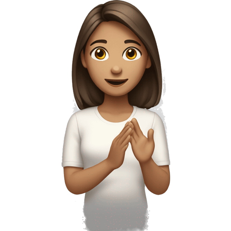 Girl with medium brown hair and brown eyes and tan skin  Clapping  emoji