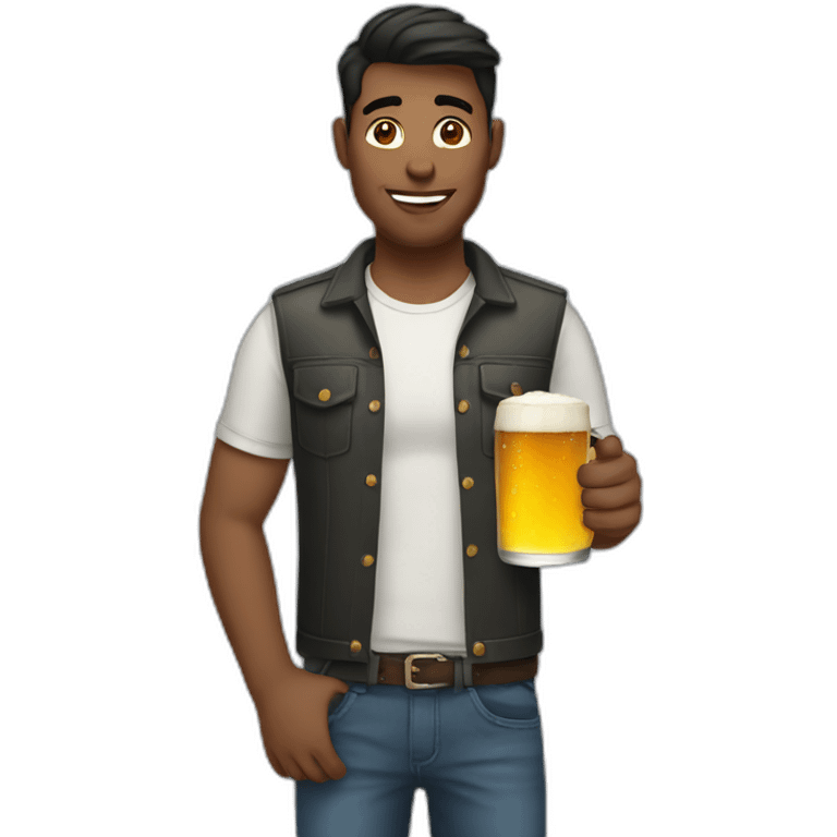 Gay male holding a beer emoji