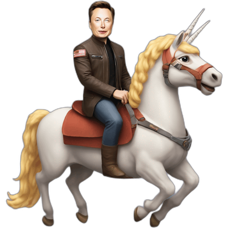 Elon musk riding a unicorn to mars emoji