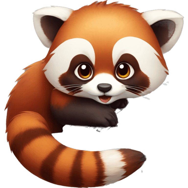 red panda playing  with keyboard and mouse emoji