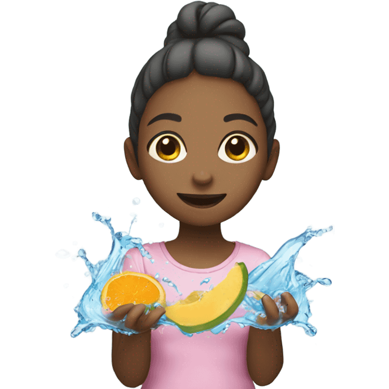 Girl with water splash fruit emoji