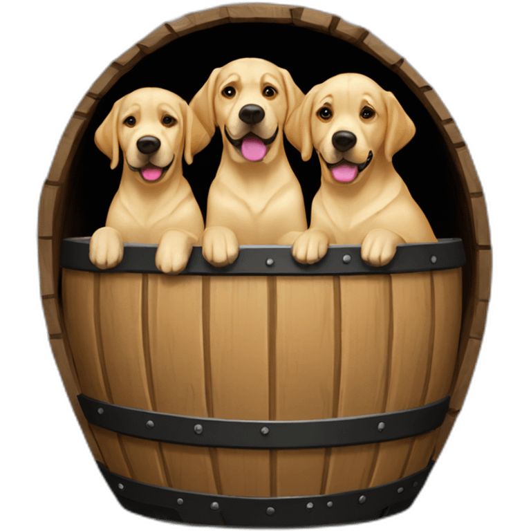 three labradors in a barrel emoji