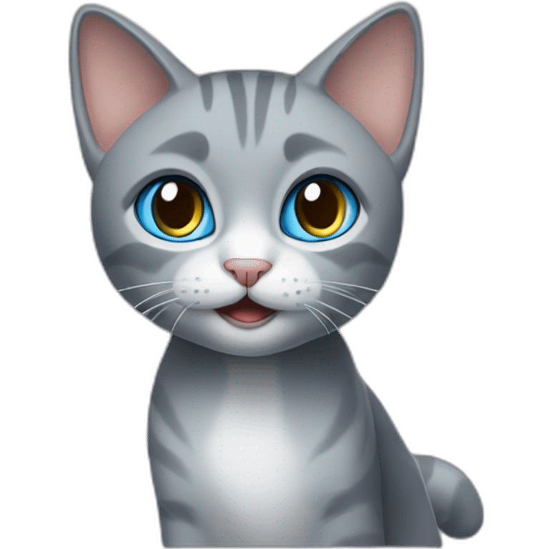 Blue eyed Grey Cat pointing smg emoji