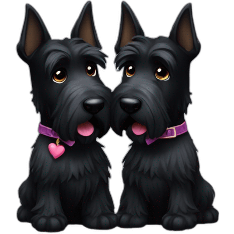 Two black Scottish terrier kissing emoji