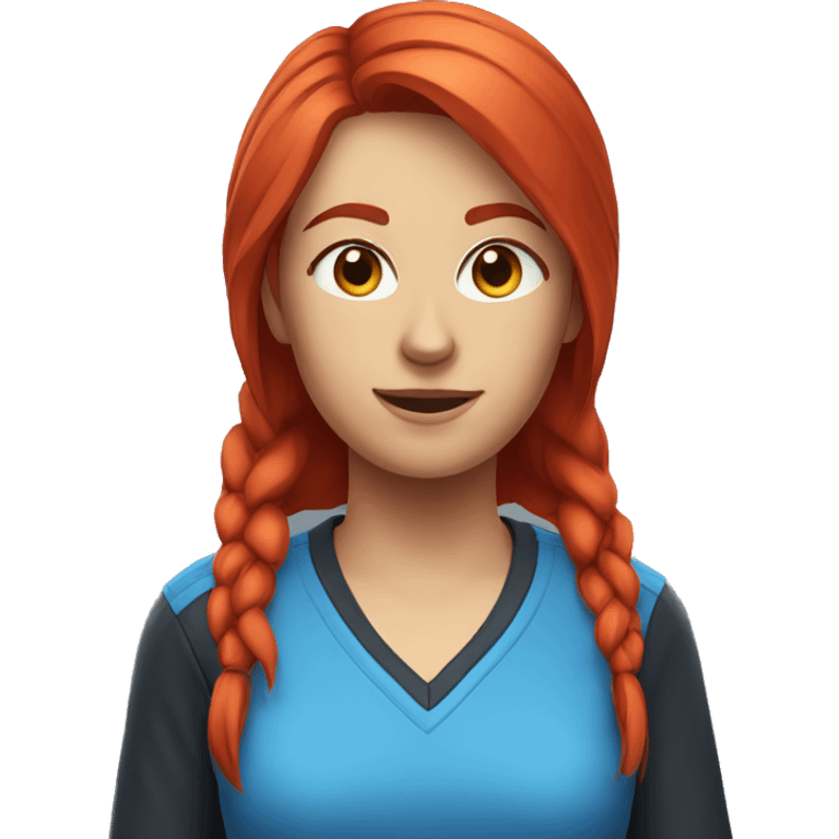 a female esports coach with red hair and blue shirt.  emoji