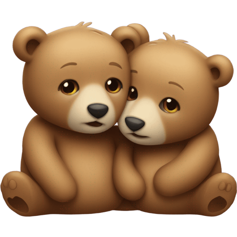 Two little bears snuggling together in love emoji