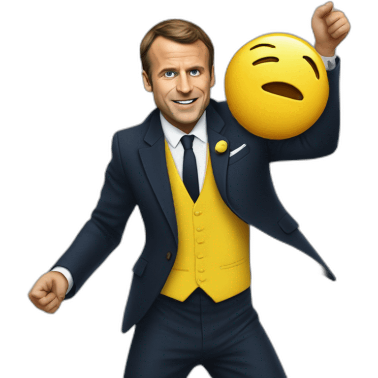 Emanuel Macron en gilet jaune qui danse emoji