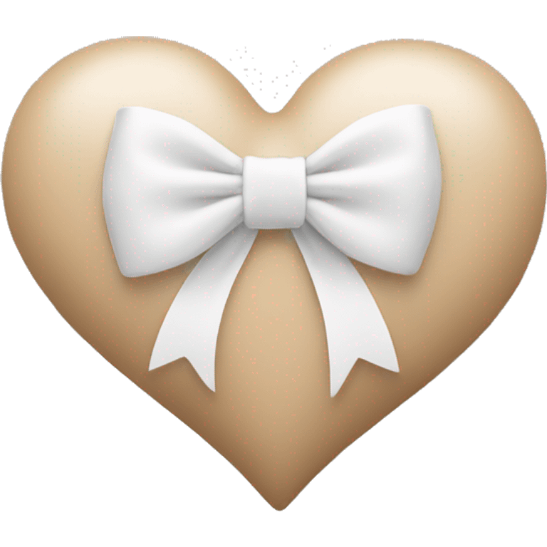 Beige heart with white bow emoji