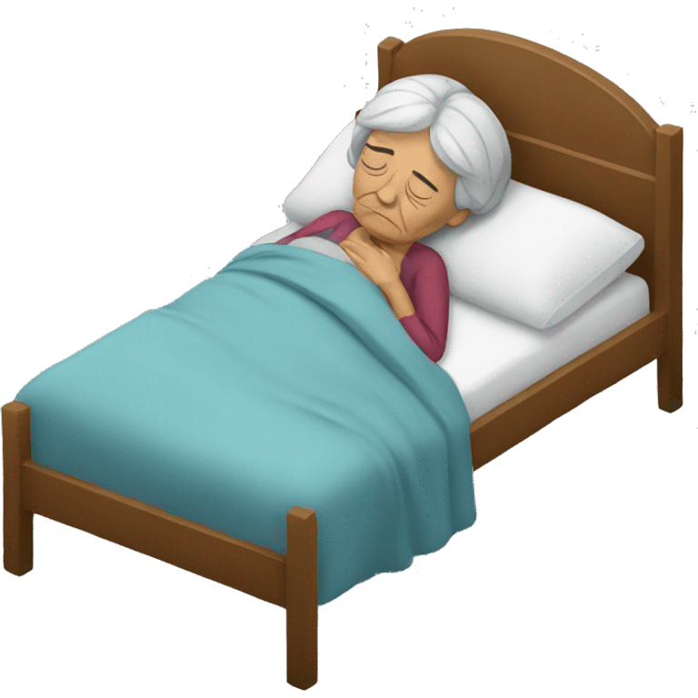 sick old woman sleeping on bed emoji