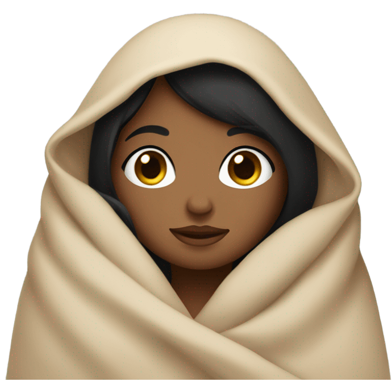 Brown girl black straight hair cozy in bed cute  emoji