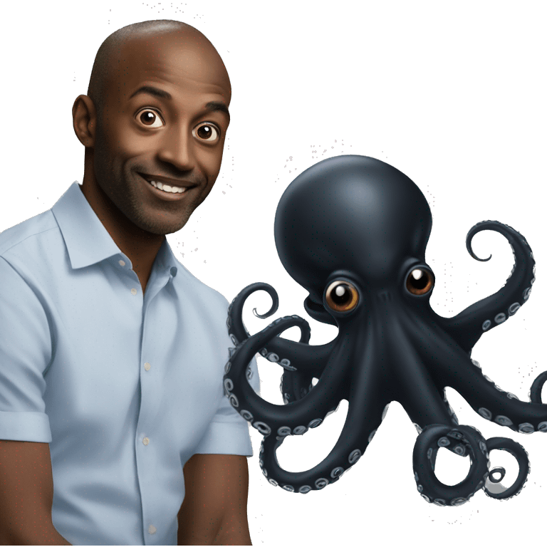 Black Alien Octopus next to a man emoji