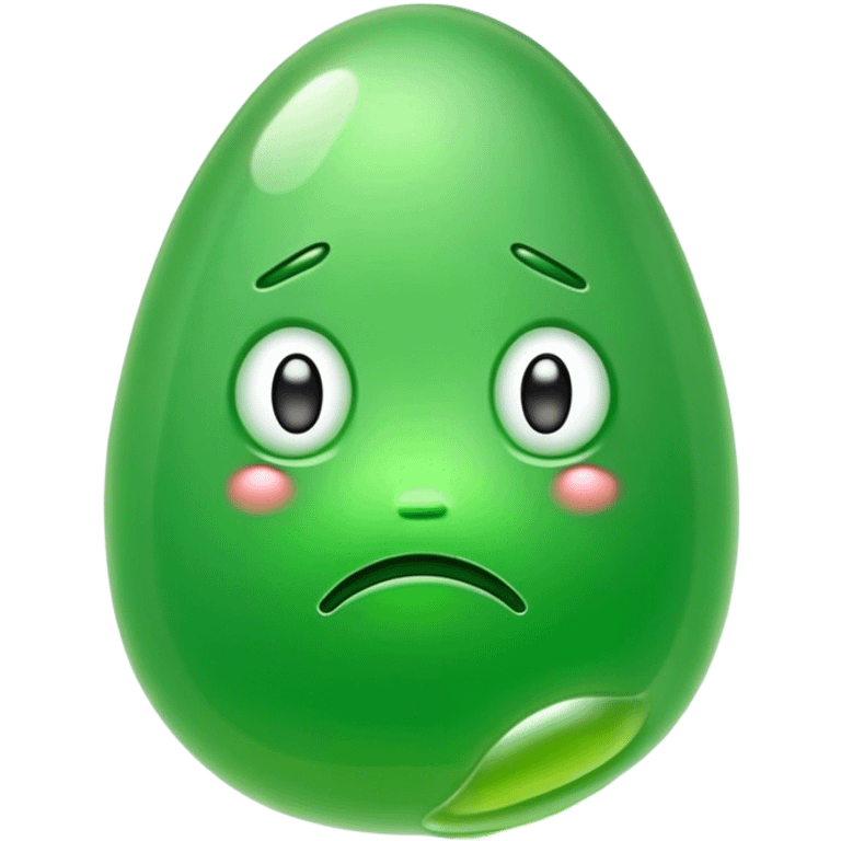 Green jelly bean sad face emoji