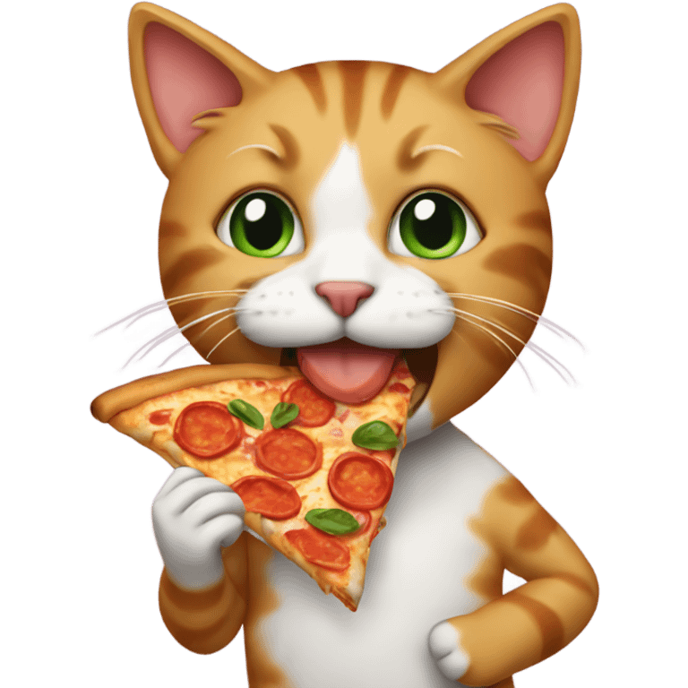 Cat eating pizza emoji