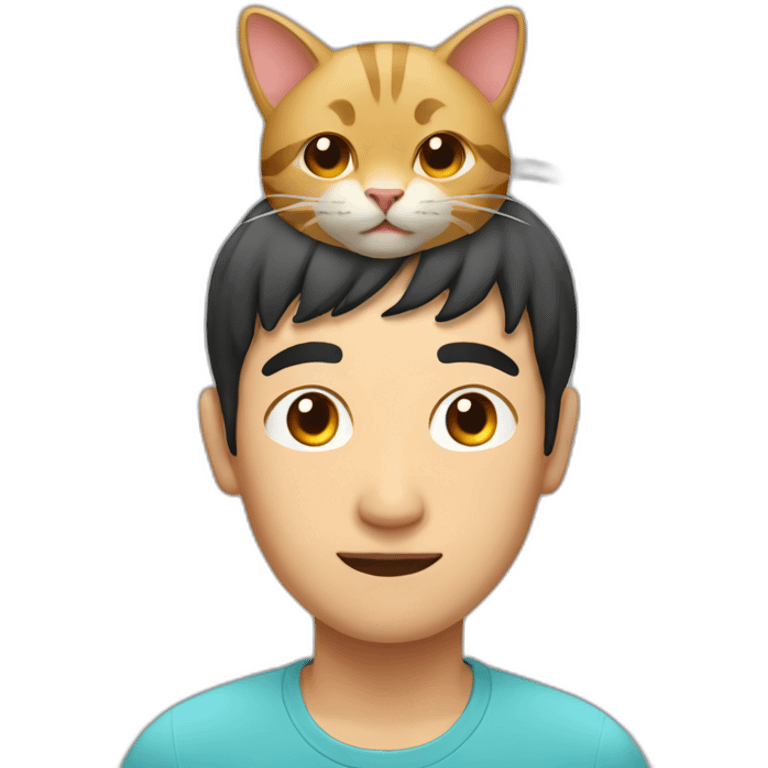 Asian Man with cat on head emoji