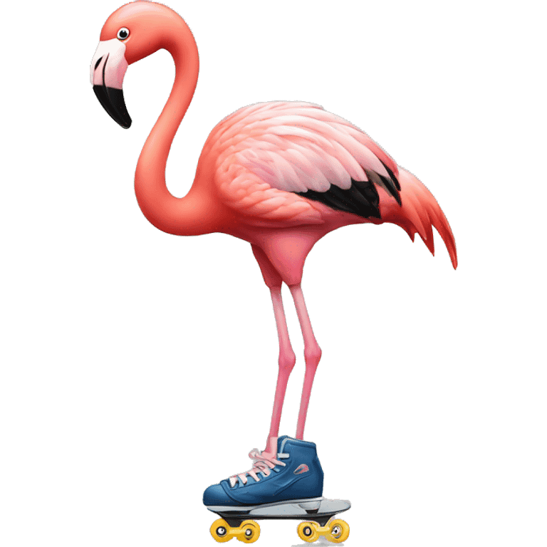 Flamingo on skates emoji