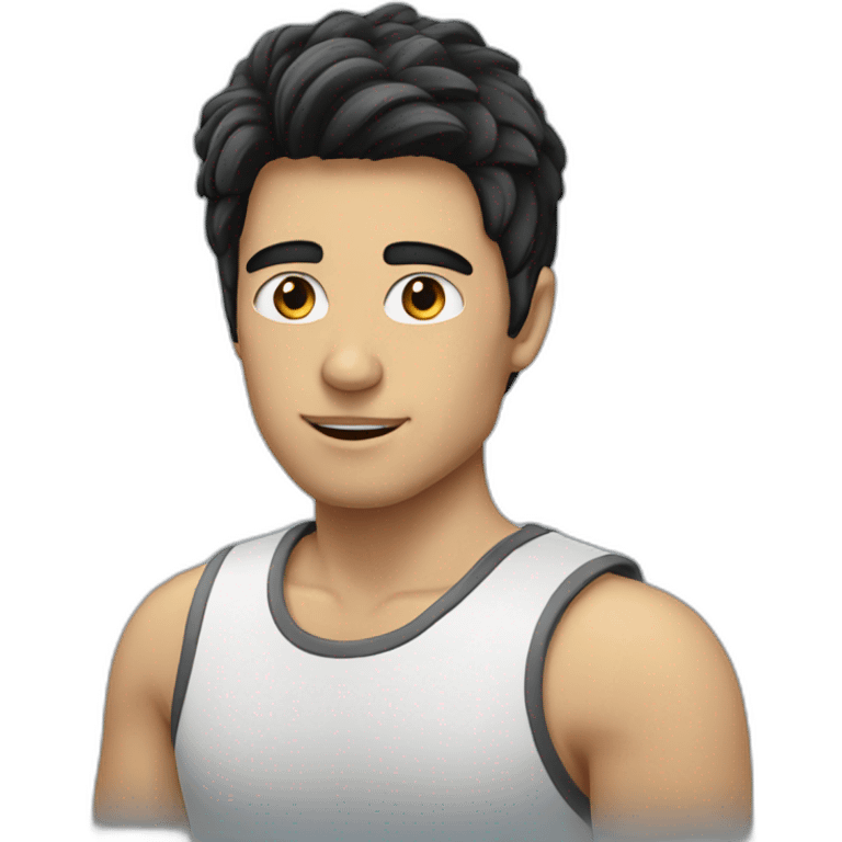 Guy with black hair and white highlights emoji