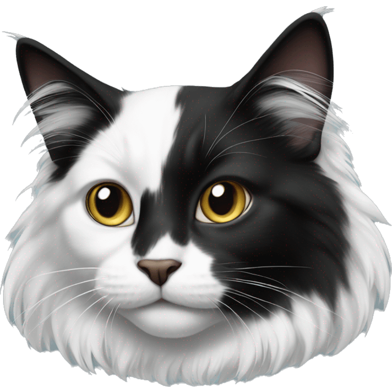 black-and-white cat domestic long-haired emoji