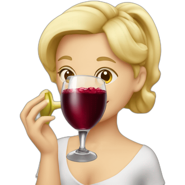 red wine fountain with girl drinking emoji