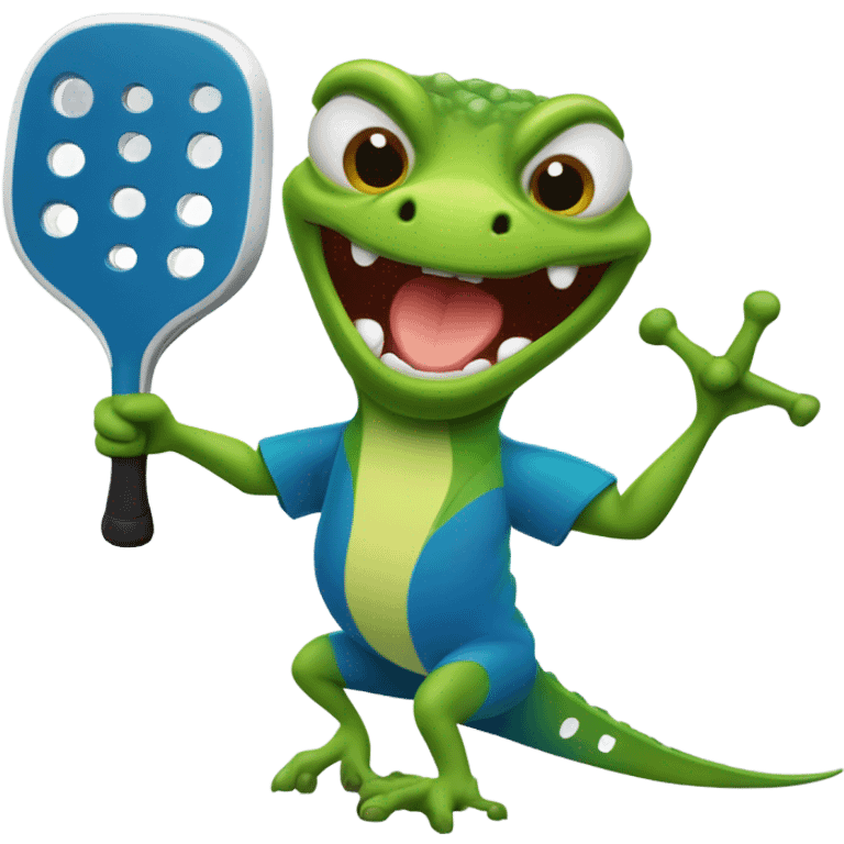 Lizard playing pickleball emoji