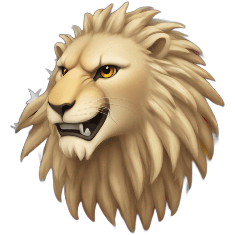 An eagle in the background of which is the lion and sun flag emoji