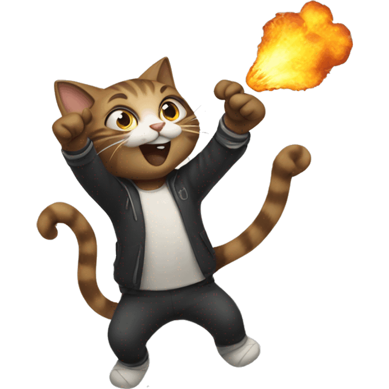 A cat throwing bombs emoji