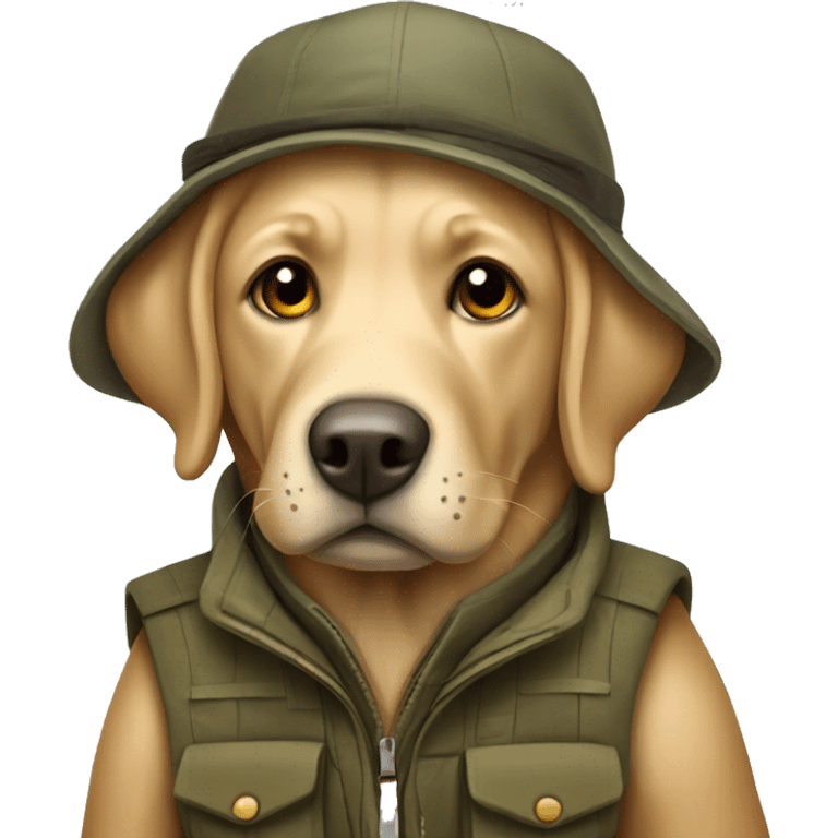 labrador with hunting clothes emoji