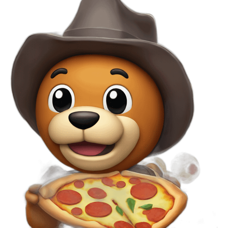 Freddy Fazbear hat eine Pizza in der Hand emoji