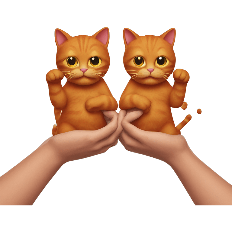 The red cat in the hands of a man emoji