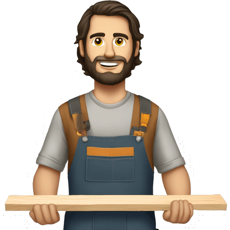 Woodworker with miter saw caucasian dark hair emoji