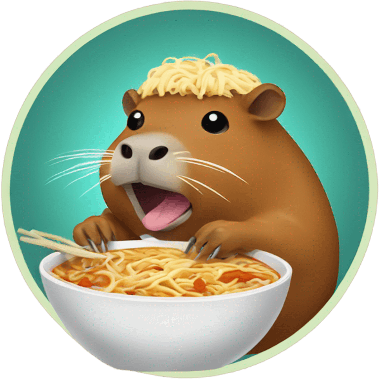 2d Cartoon Capybara eating Ramen emoji