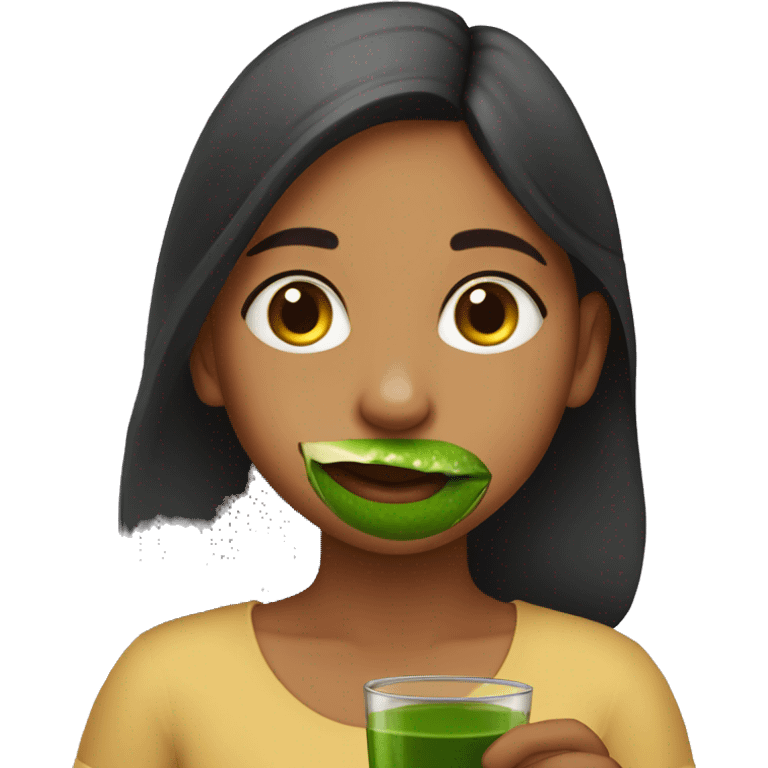 INDIAN YOUNG GIRL DRINKING MACHA emoji