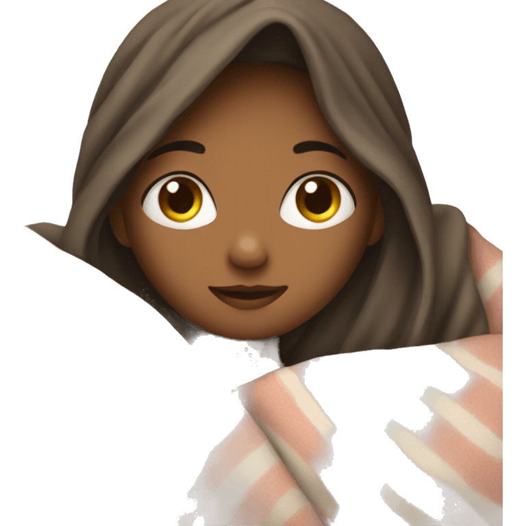 A girl snuggling a blanket  emoji