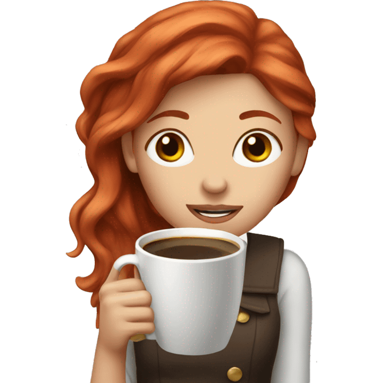 Red hair girl with coffee emoji