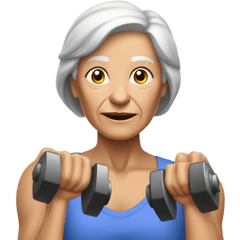 grandma lifting dumbell emoji