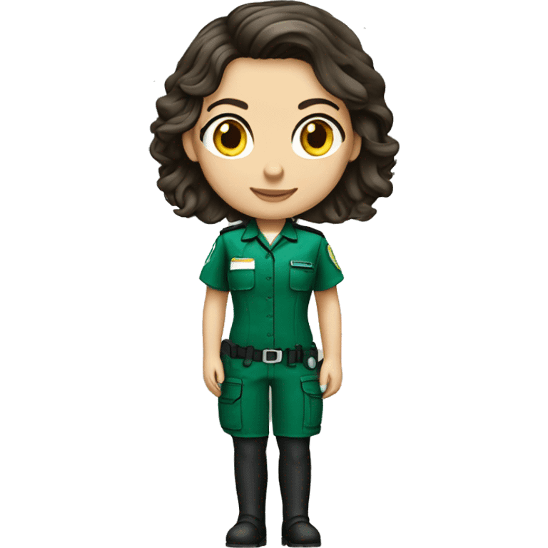 Paramedic brunette female green uniform emoji