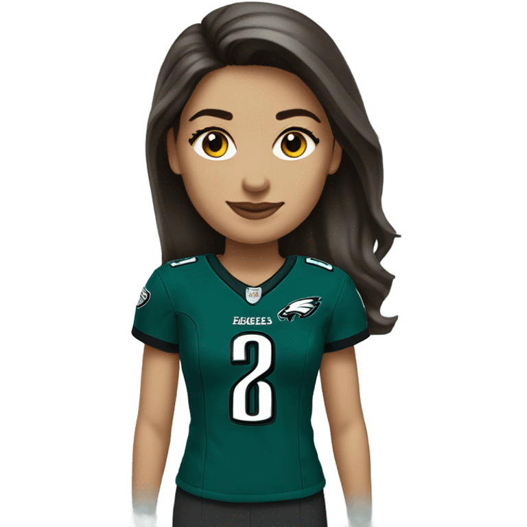  White female brunette wearing Philadelphia Eagles jersey emoji