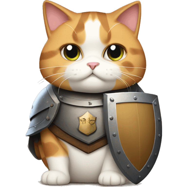 Fat calico cat with a shield  emoji