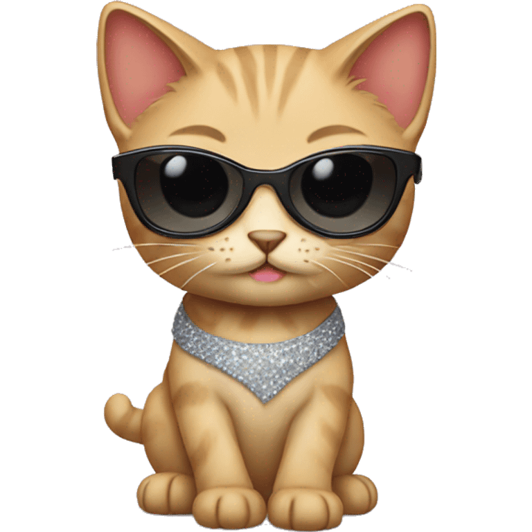 Kitten with sunglasses and skirt emoji