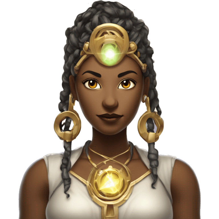 Technomancy Goddess is a mystical being who controls both magic and technology. She can cast spells on technological networks. Her powers blend the ancient art of magic with advanced cybernetics and technology. She can command machines emoji