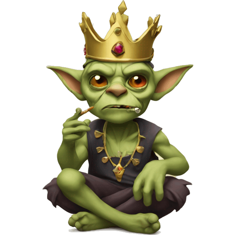 Goblin smoking while wearing a crown emoji