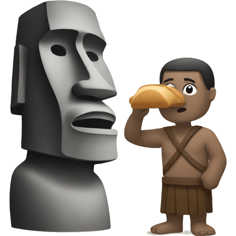 Moai eating bread emoji