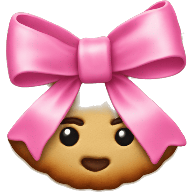 Christmas cookie with an pink bow on it emoji