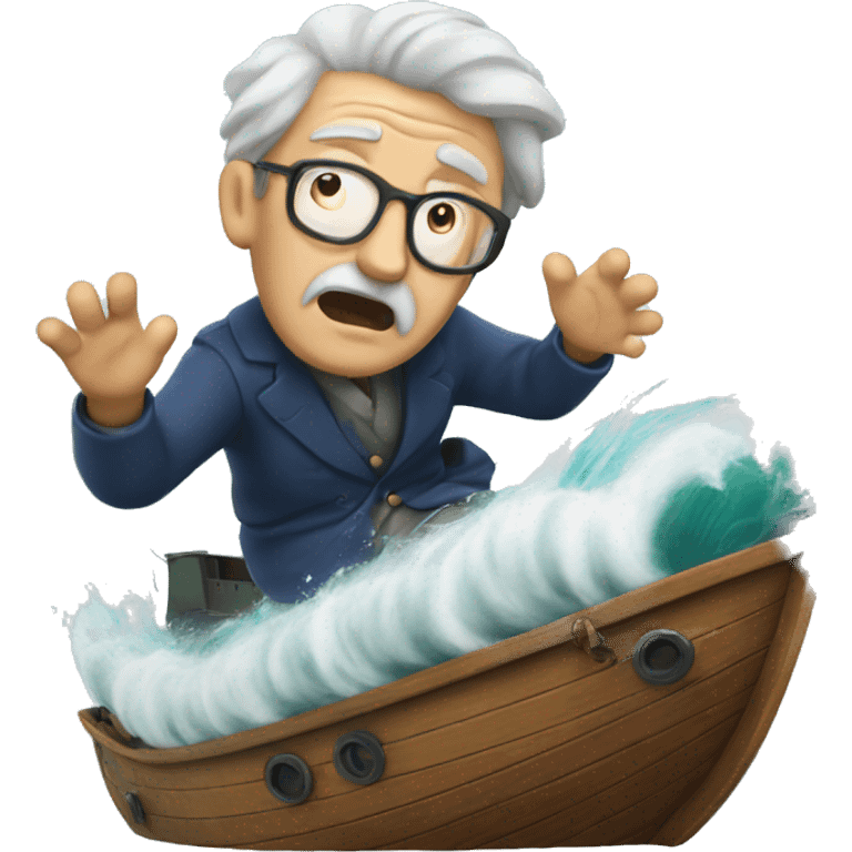 Old man falling overboard from ship emoji