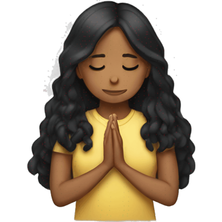 Black long hair Mexican girl praying emoji